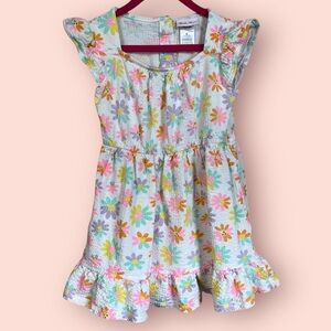 Little Lass 100% Cotton Daisy Smiley Face Dress Size 6 Girls